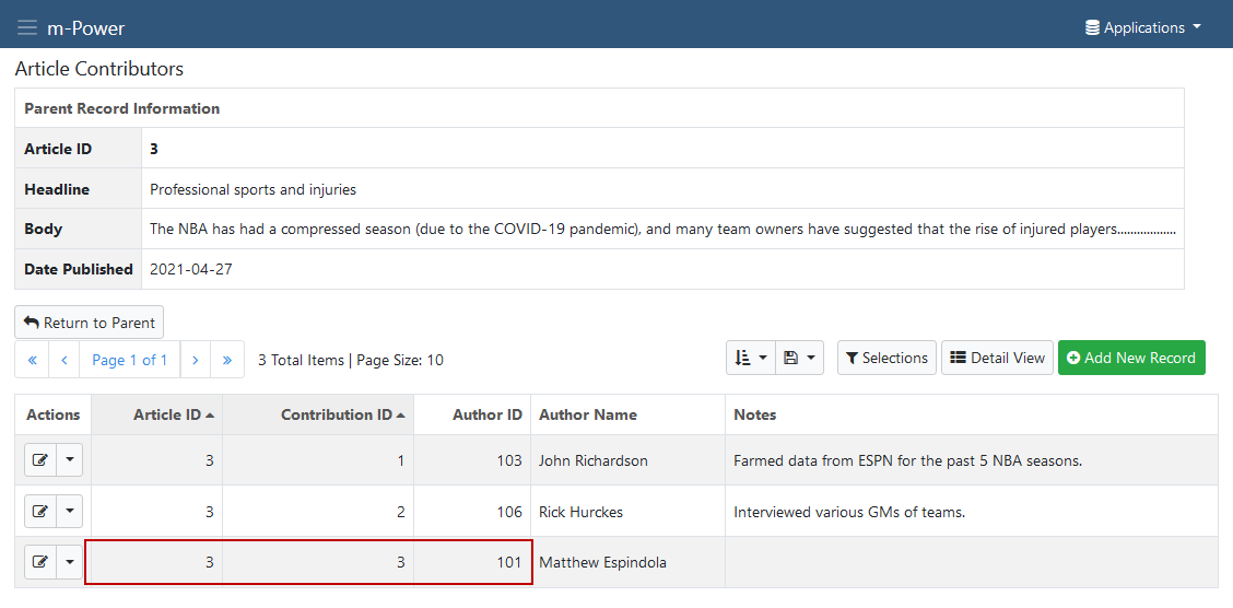 Viewing the child maintainer records