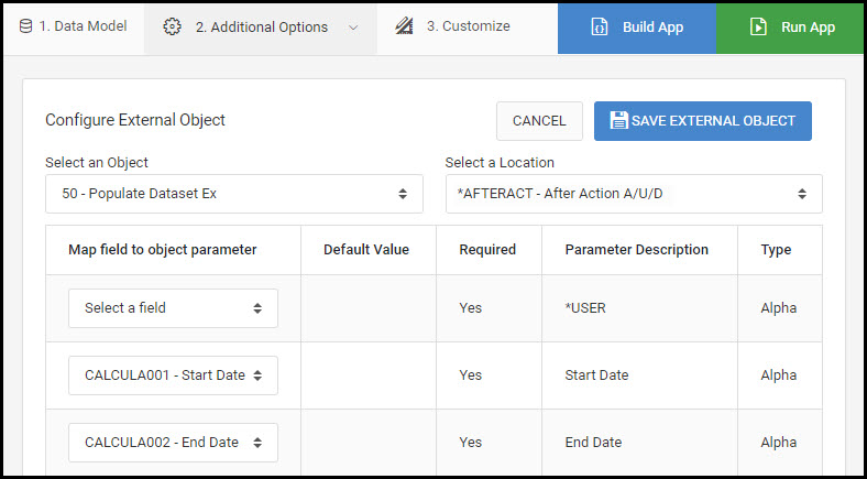 Adding the External Object to the application